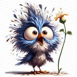 Clipart de acuarela, paquete de clipart de pájaros extravagantes: 15 pájaros extravagantes y extravagantes, pájaros primaverales, pájaros divertidos, imágenes JPG, uso comercial
