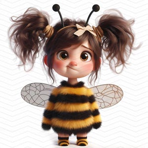 Whimsical Bumblebee Girl Clipart Bundle - Set mit 10 JPGs Perfekt für Aufkleber, Kunsthandwerk, Scrapbooking und mehr. Persönliche und Kommerzielle Nutzung