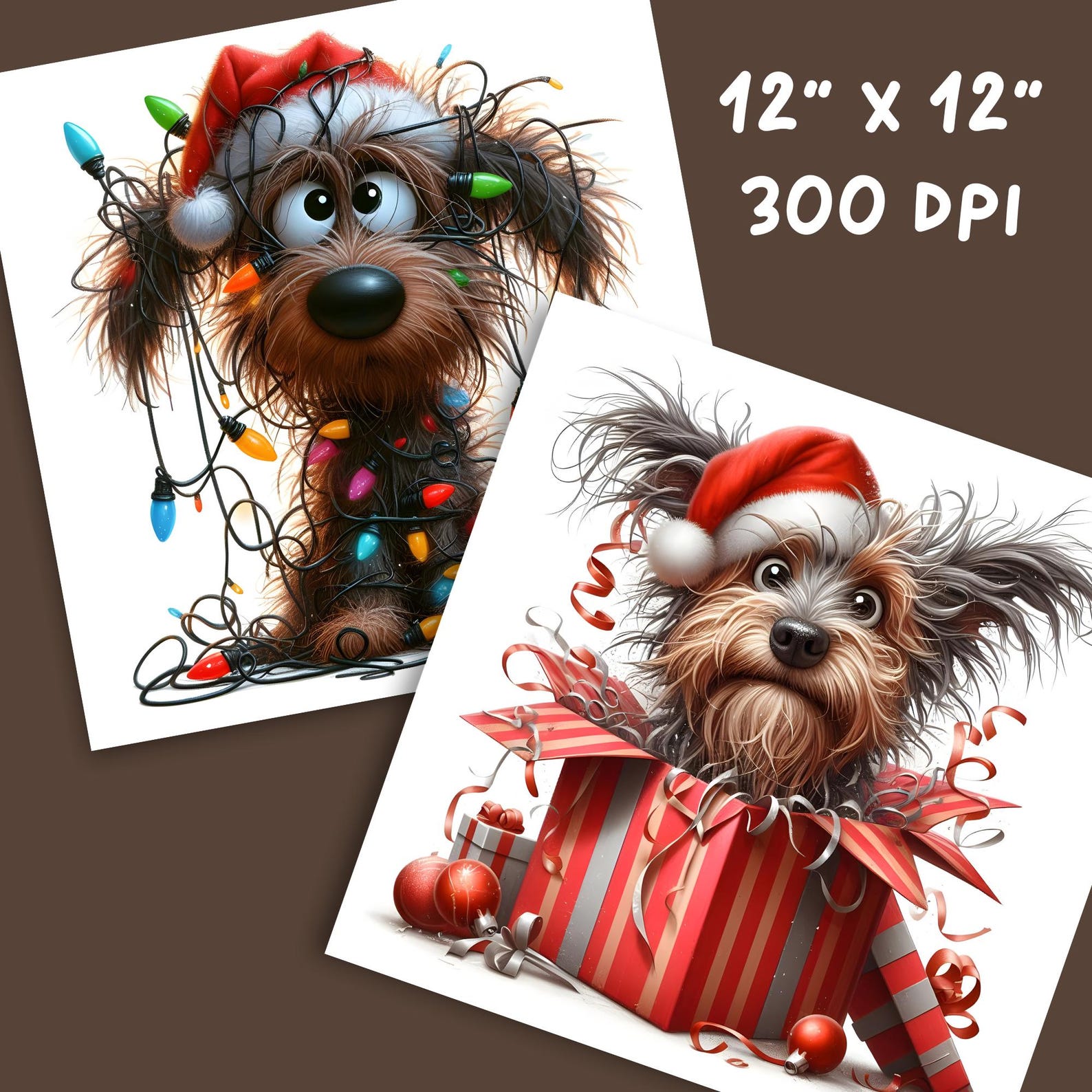 12 Christmas Dog Clipart - Festive Holiday Digital Download 300 DPI for ...