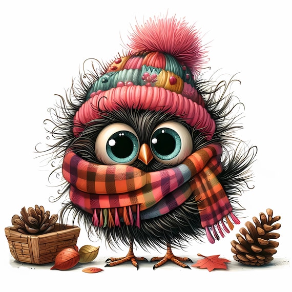 Quirky Birds Clip Art, Whimsical Funny Bird JPGs (Digital Download)