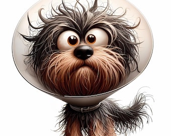 Dog in Cone Clipart, Cute Pet Illustrations, Commercial Use, Digital Download,Perfect for Vet Techs and Pet Lovers