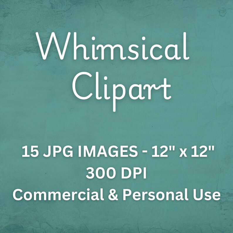 K&ouml;nnte beinhalten: Whimsical Clipart digitaler Download mit 15 JPG-Bildern, jedes 30,5 cm x 30,5 cm bei 300 DPI.  Kommerzielle und private Nutzung.