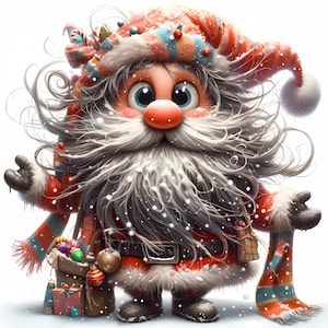 10 cliparts originaux de père Noël, usage commercial, clipart père Noël lunatique, 300 DPI JPG, téléchargement immédiat, mignon père Noël lunatique, clipart Noël