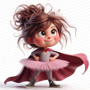 Pacchetto di clipart di ragazze supereroine stravaganti - Pacchetto di 15 clipart JPG di ballerine coraggiose e sfacciate. Uso personale e commerciale.