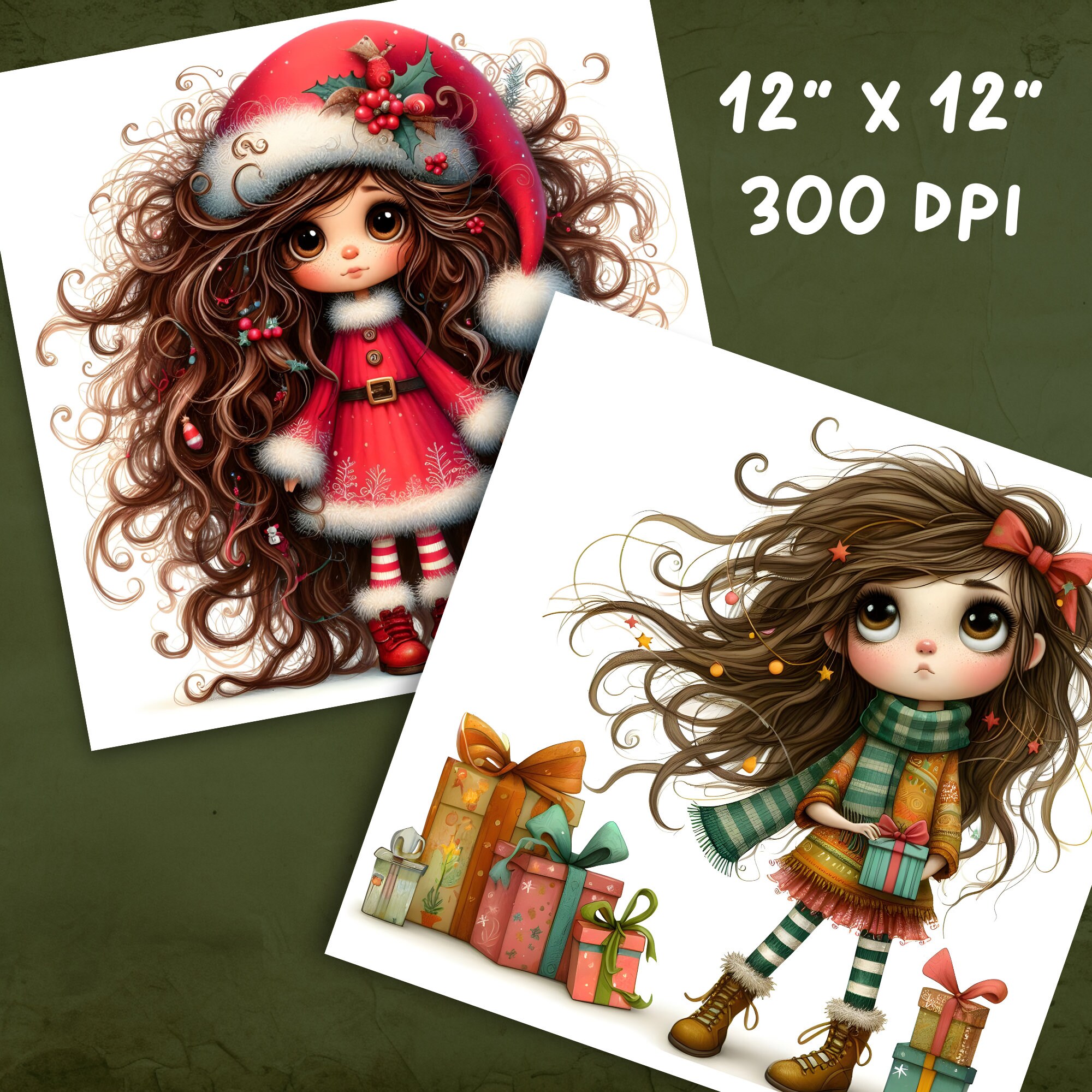 10 Quirky Girl Clipart, Commercial Use, Cute Whimsical Girl, 300 DPI ...