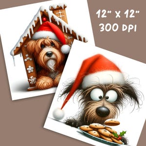 12 Christmas Dog Clipart - Festive Holiday Digital Download 300 DPI for ...