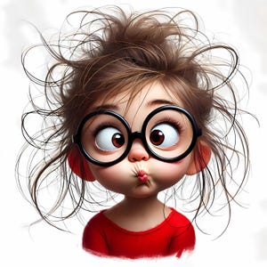 10 Whimsical Girl Clipart - Funny Expressions Portrait JPG Images 300 DPI for Personal and Commercial Use