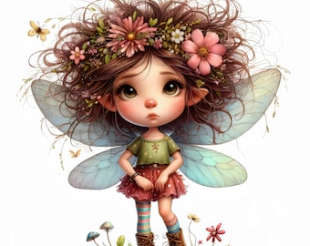 Quirky Fairy Clipart, Cute Whimsical JPGs (Instant Download)