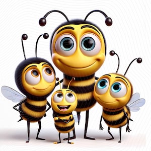 10 Quirky Bee Clip art - Whimsical Bee-Themed JPG Images 300 DPI, JPG Bundle, honey bee clipart, Quirky Creatures, Commercial Use