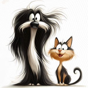 10 eigenzinnige hond en eigenzinnige kat illustraties, hoge resolutie jpg's, kaarten maken, scrapbookingateliers, DIGI KIT, persoonlijk en commercieel gebruik