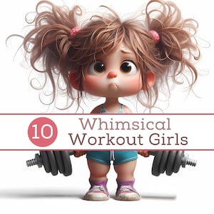 10 wunderliche Mädchen Clipart - Mädchen beim Trainieren JPG Bilder 300 DPI für den persönlichen und kommerziellen Gebrauch