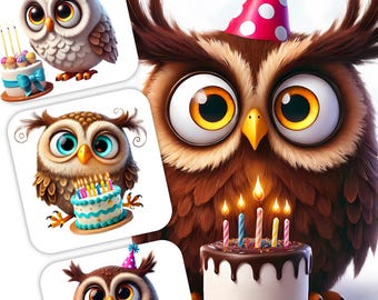 Cute Animal Party, Whimsical Birthday Graphics, Quirky animal clipart, for Crafts and cards, JPG Bundle | Quirky Creatures, Commercial Use,