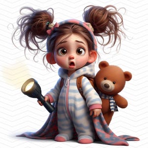 Gezellige sleepover girl clipartbundel, speelse set van 10 jpg's, perfect voor stickers, knutselen, scrapbookingateliers en meer. Persoonlijk en commercieel gebruik