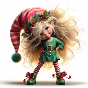 10 schrullig Mädchen, Elfe Clipart - Weihnachten Digital Download 300 DPI für den persönlichen und kommerziellen Gebrauch, wunderliche Elfe Clipart, Weihnachten Clip Art