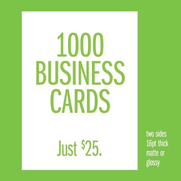1000 Single or Double Sided Custom Printed Business Cards 14pt or 16pt Matte or UV (Glossy) Coated
