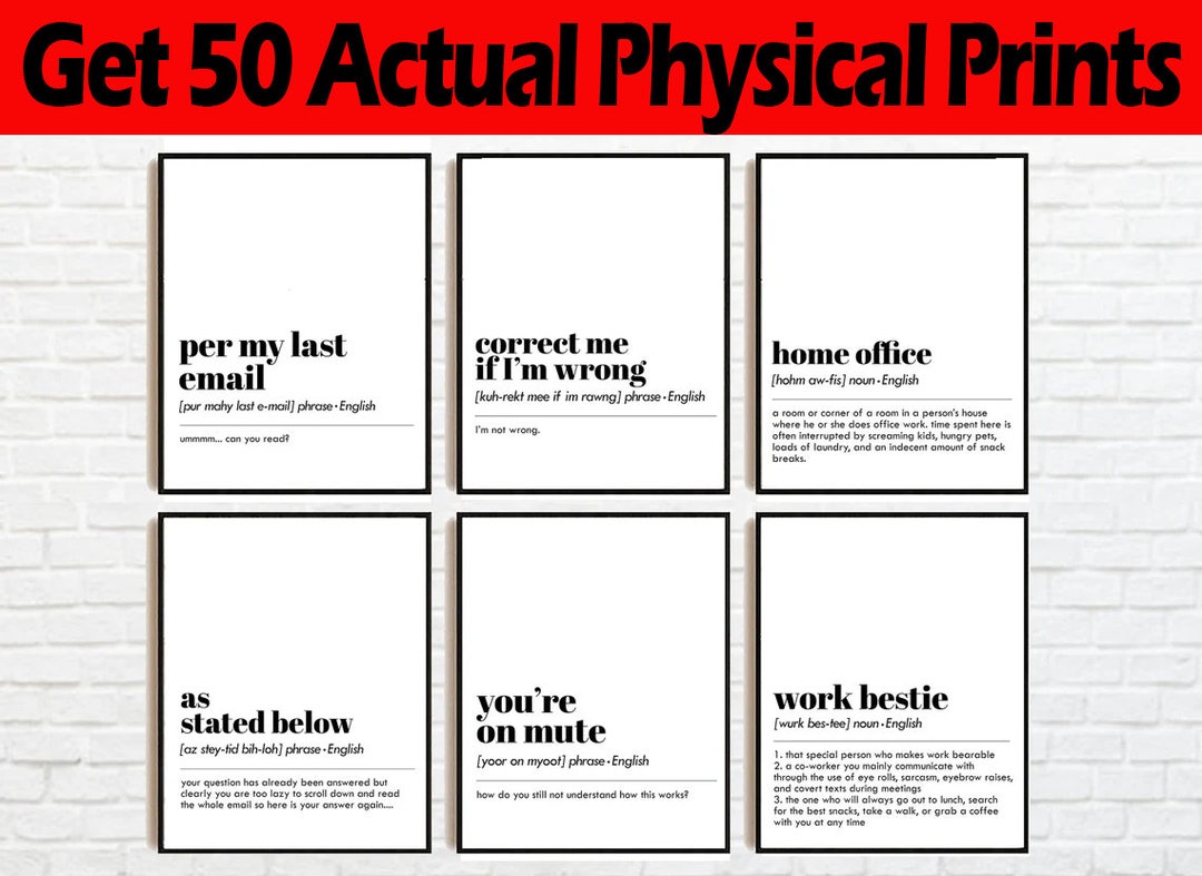Office Wall Art Set 50 Actual Prints Home Office Decor Mega Bundle Work