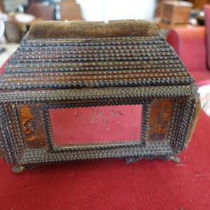 tramp art sewing box antic american sewing box weeding gift