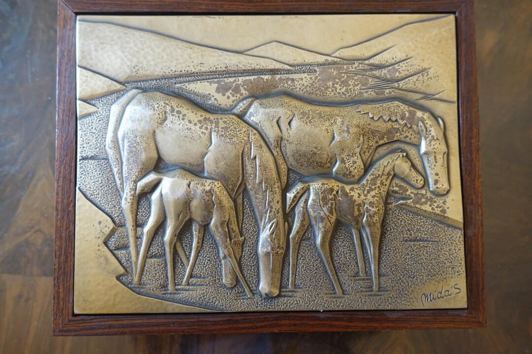 Rosewood Metal Box 1960 Design MIDA Italy Horses - Etsy