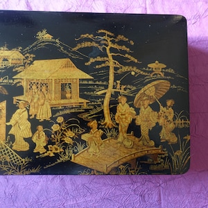 coffret boite couture ouvrage courrier carton bouilli Napoleon 3 style asiatique