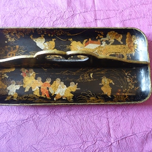 porte crayons ,vide poche carton bouilli Napoleon 3 style asiatique