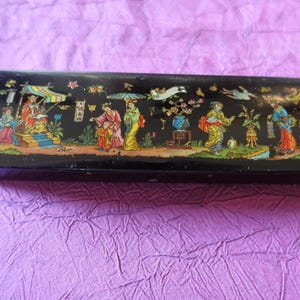 plumier en carton bouilli XIX décor asiatique
