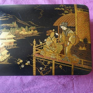 coffret boite couture ouvrage courrier carton bouilli Napoleon 3 style asiatique