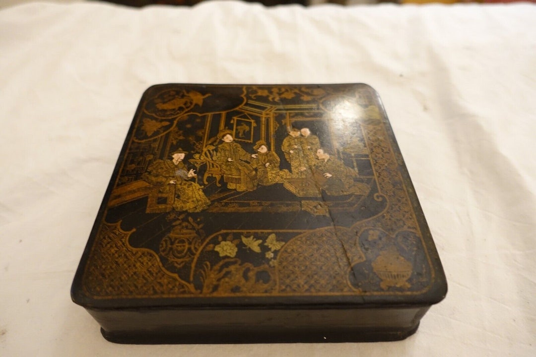 Boiled Cardboard Box XIX Japanese Style Antic French Box Japanese Style ...