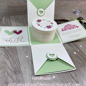 Geldgeschenk Hochzeit / Explosionsbox groß 10x10x10,5cm