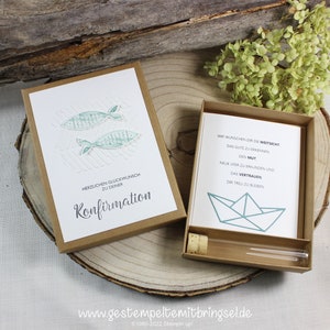 Geschenkbox Konfirmation, Geschenk Reagenzglas, Wunscherfüller, Glückwunschkarte, Geldgeschenk, Geschenkschachtel mit Reagenzglas