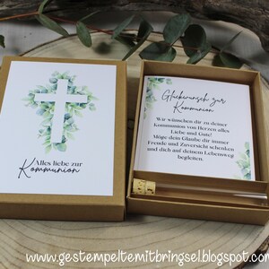Geschenkbox Kommunion, Geschenk Reagenzglas, Wunscherfüller, Glückwunschkarte, Geldgeschenk, Geschenkschachtel mit Reagenzglas