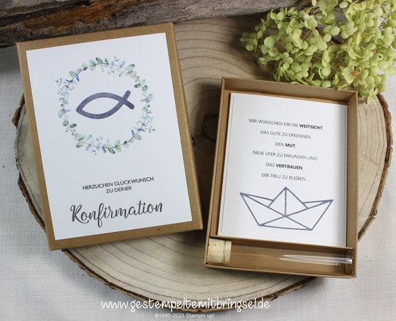 Geschenkbox Konfirmation, Geschenk Reagenzglas, Wunscherfüller, Glückwunschkarte, Geldgeschenk, Geschenkschachtel mit Reagenzglas