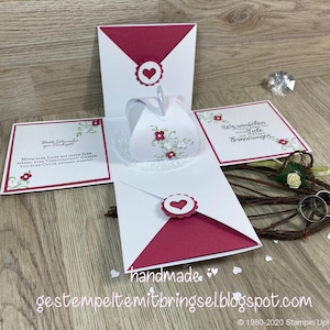 Geldgeschenk Hochzeit / Explosionsbox groß 10x10x10,5cm