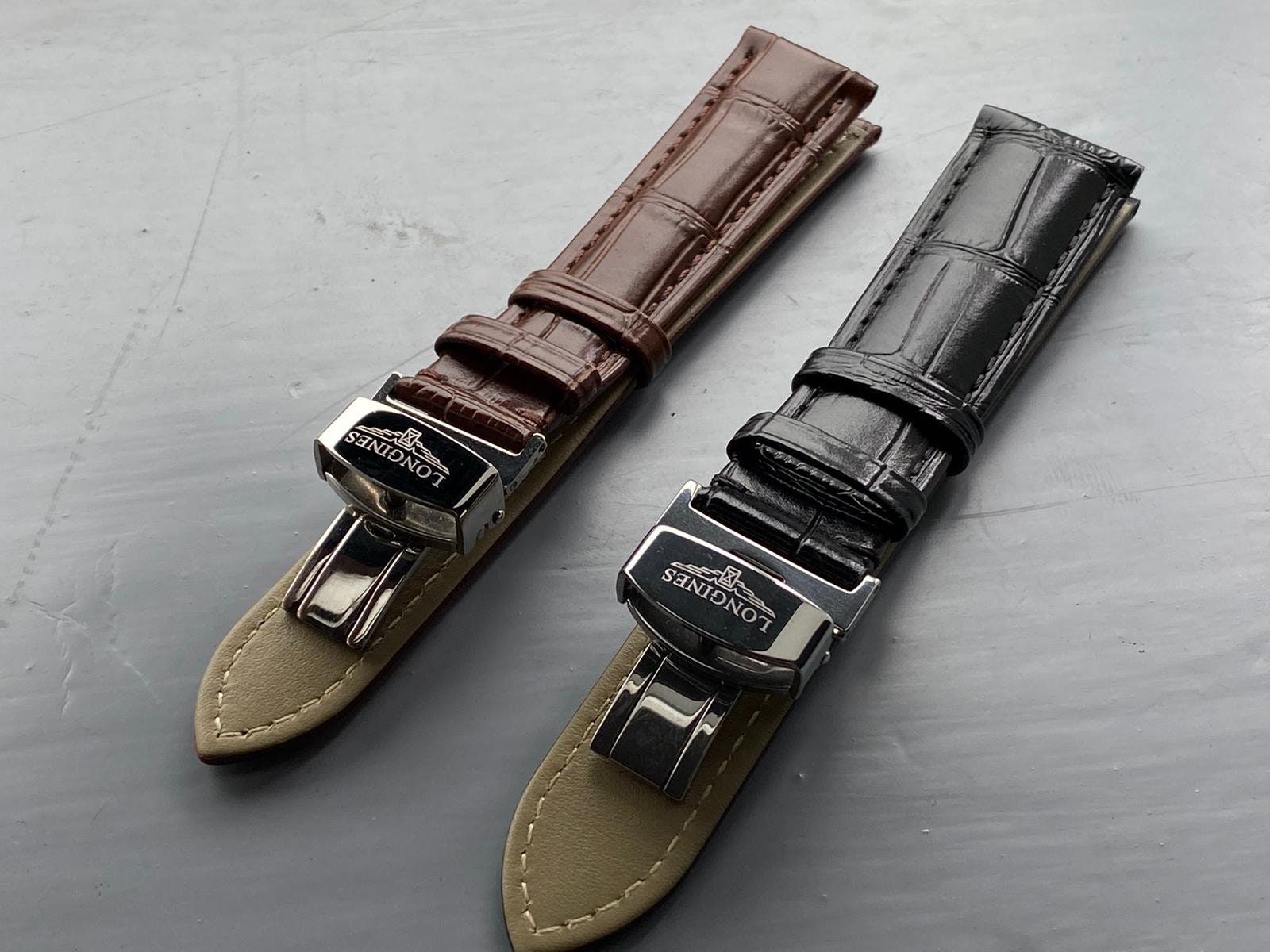LONGINES 18mm/20mm Black/Brown Genuine Leather watch strap Etsy