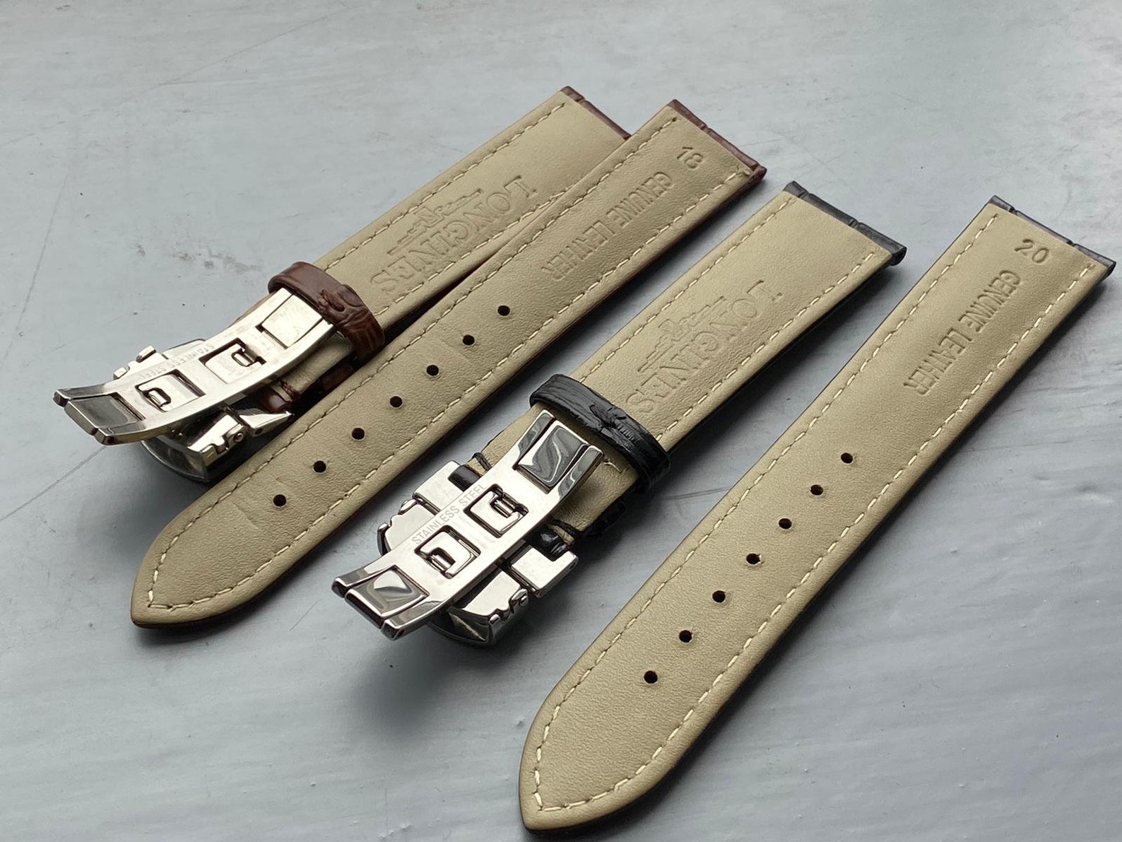 LONGINES 18mm/20mm Black/Brown Genuine Leather watch strap Etsy