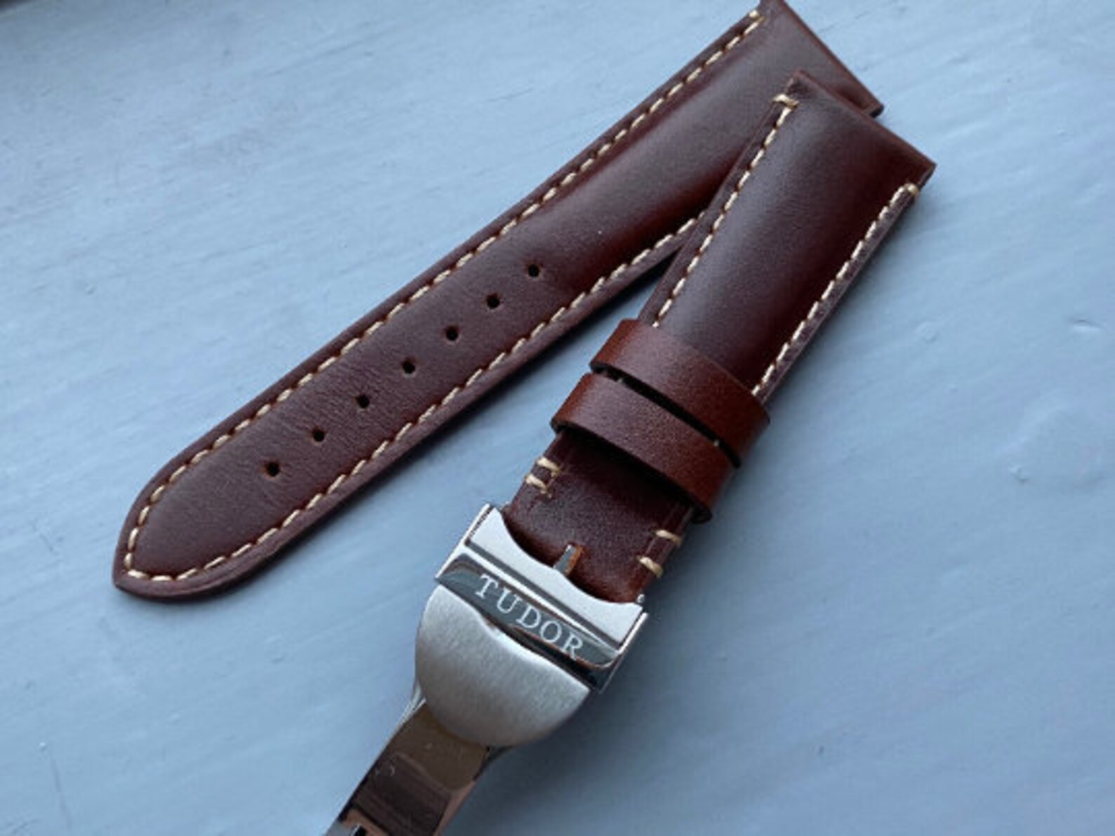 Tudor New 22mm Leather Deployment Watch Strap With Tudor clasp Etsy