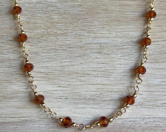 Hessonite Garnet & Gold Necklace: 14k Gold Filled, Birthstone Jewelry
