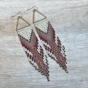 Purple Beaded Tassel Earrings: Lightweight Delica Seed Beads, Gold Filled Wires