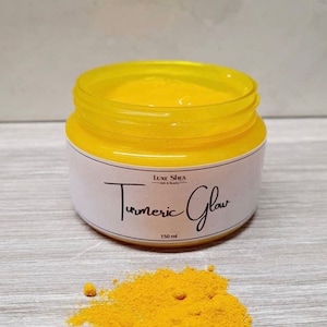 Turmeric glow jelly aloe vera face mask, moisturising rose hip oil, nourishing avocado oil, dark under eye circles, blemishes, brighter skin