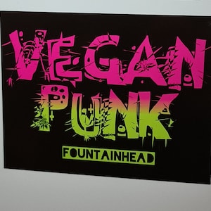 Vegan Punk Postcard Size Fridge Magnet. Vegan, Vegetarian