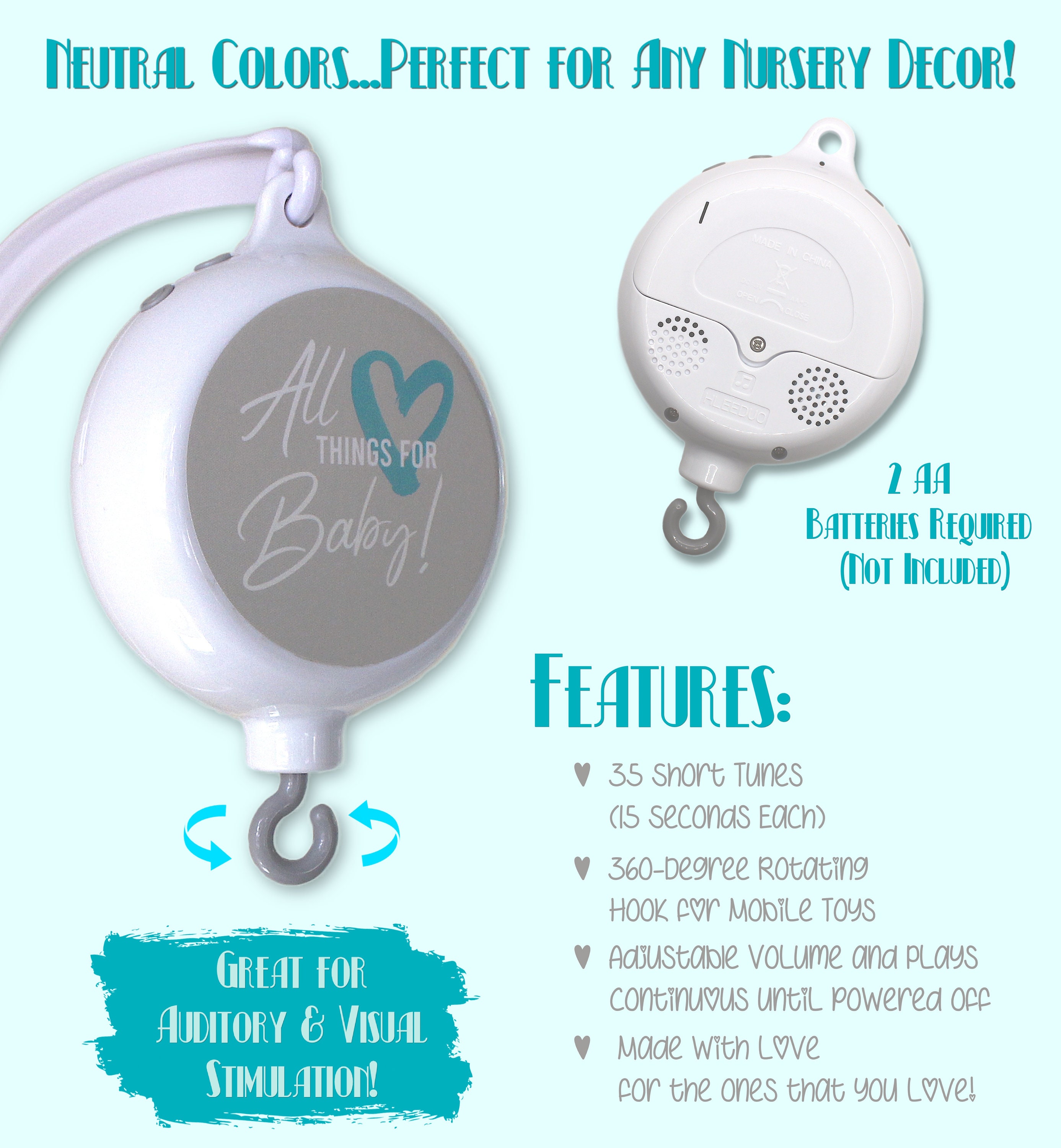 Music Box for Baby Mobile With 35 Songs Batterypowered, 360 Rotation