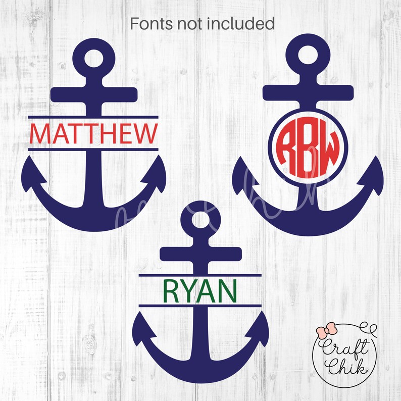 Anchor SVG Bundle Anchor Split Name Frame Svganchor Monogram Etsy