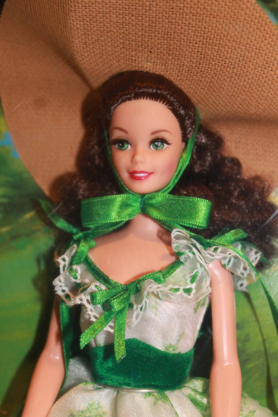slim fit dress slacks 1995 Scarlett O'Hara White and Green Dress Barbie (12997) main image 1