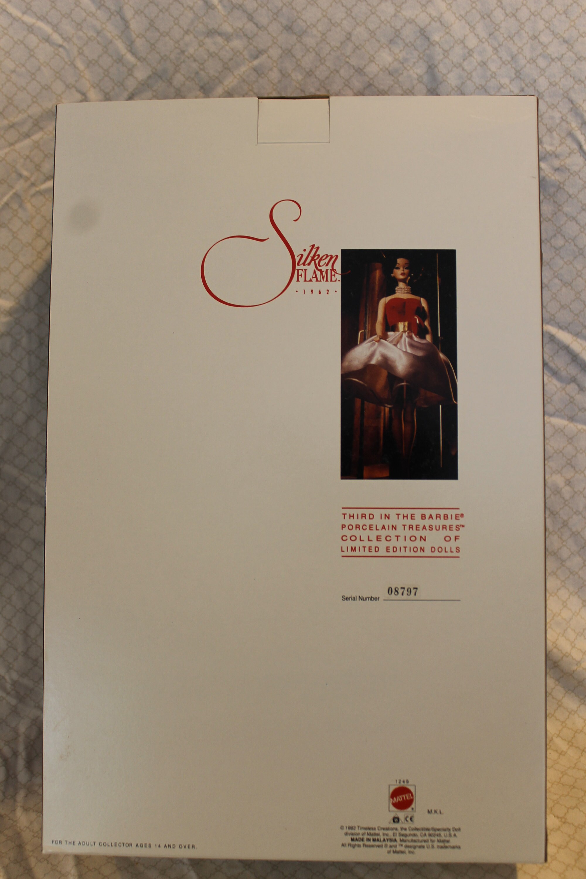 1992 Porcelain SILKEN FLAME Barbie. 3rd in Limited ED. Porcelain Treasures NRFB