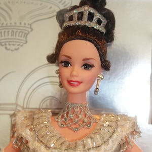 My Fair Lady Barbie as Eliza Doolittle in a white gown and tiara