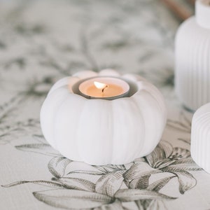 White Pumpkin Modern Fall Decor Tea Light Candle Holder
