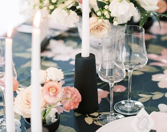 Large Cylinder Concrete Modern Black Taper Candle Holder