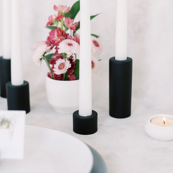 Small Minimalist Concrete Taper Candle Holder