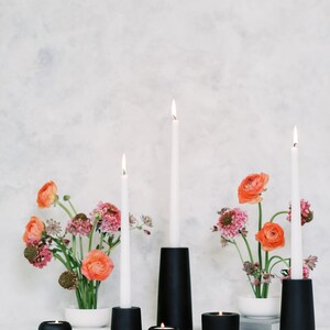 Large Cylinder Concrete Modern Black Taper Candle Holder image 7