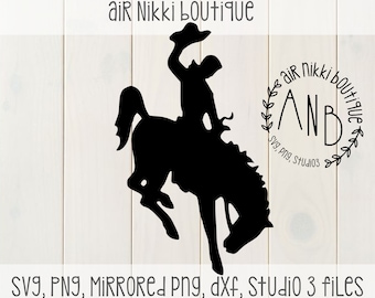 Cowboy riding Horse silhouette SVG, PNG, DXF, Studio 3, Mirrored png files, instant download, silhouette cameo, design space, cricut, htv