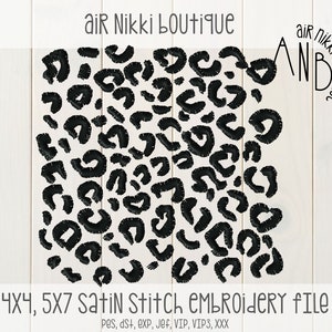 Cheetah print embroidery file, 4x4 and 5x7 hoop, satin stitch, pes, dst, exp, jef, vip, vip3, xxx, instant download, zipped file